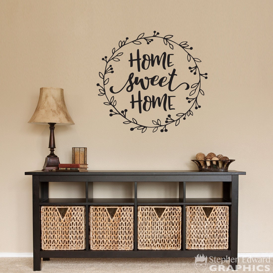 Home Sweet Home Decal | Farmhouse Decor | Laurel Wall Vinyl Sticker