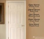 Happy Moments Praise God Wall Decal | Christian Decor Vinyl | Quote Wall Sticker