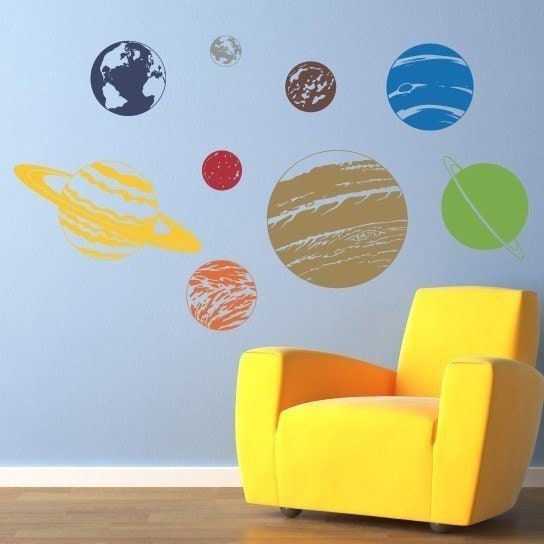 Planet Wall Decal Set - Solar System Sticker Wall Decor - Children Wall Decals