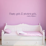 Happy girls are the prettiest girls Wall Decal - Audrey Hepburn Quote decal - Large