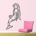 Mermaid Wall Decal with open eyes - Sea Creature Wall Art - Girls Bedroom Wall Sticker - Large