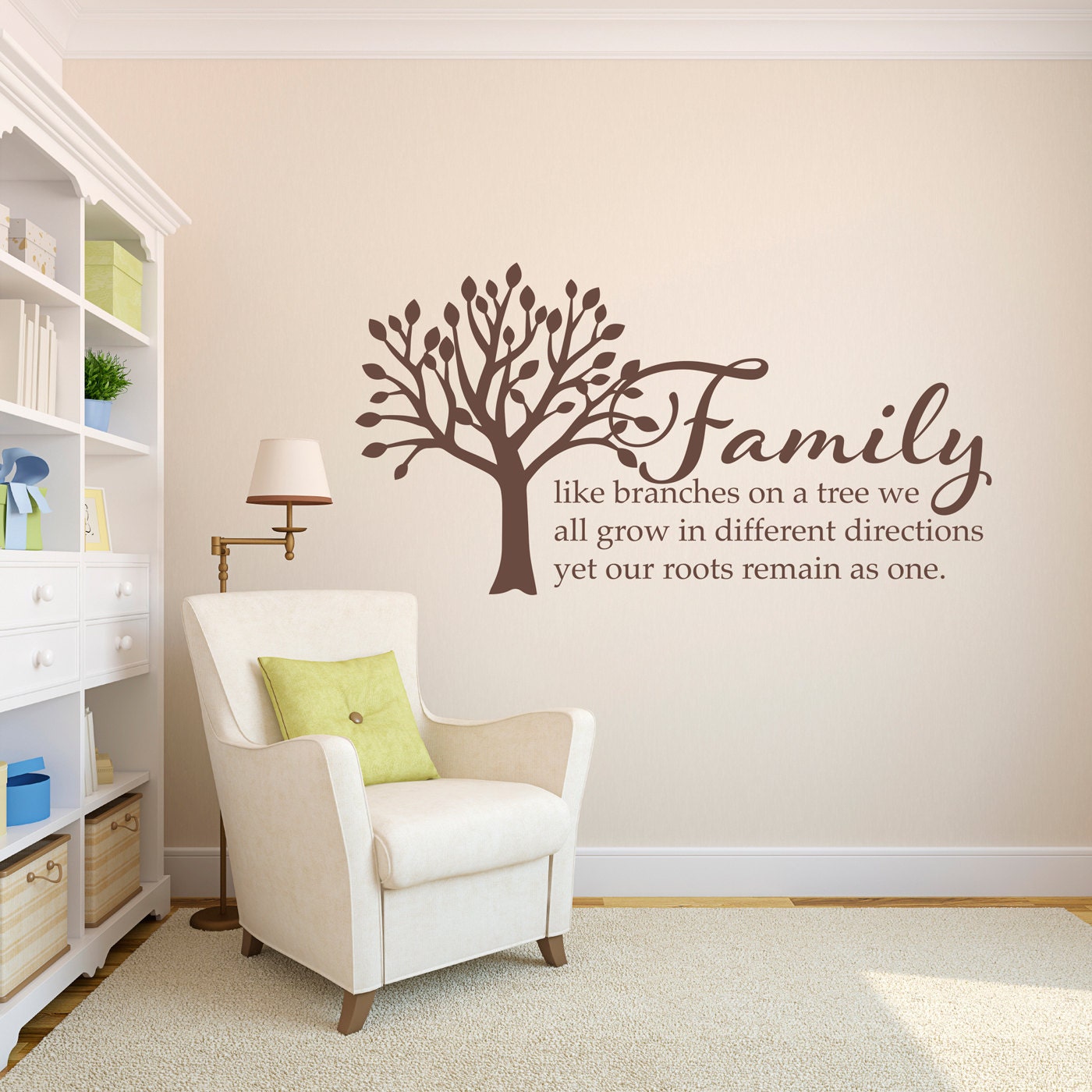 Family Tree Wall Decal - Family like branches on a tree Quote Decal - Living Room Wall Art - Large