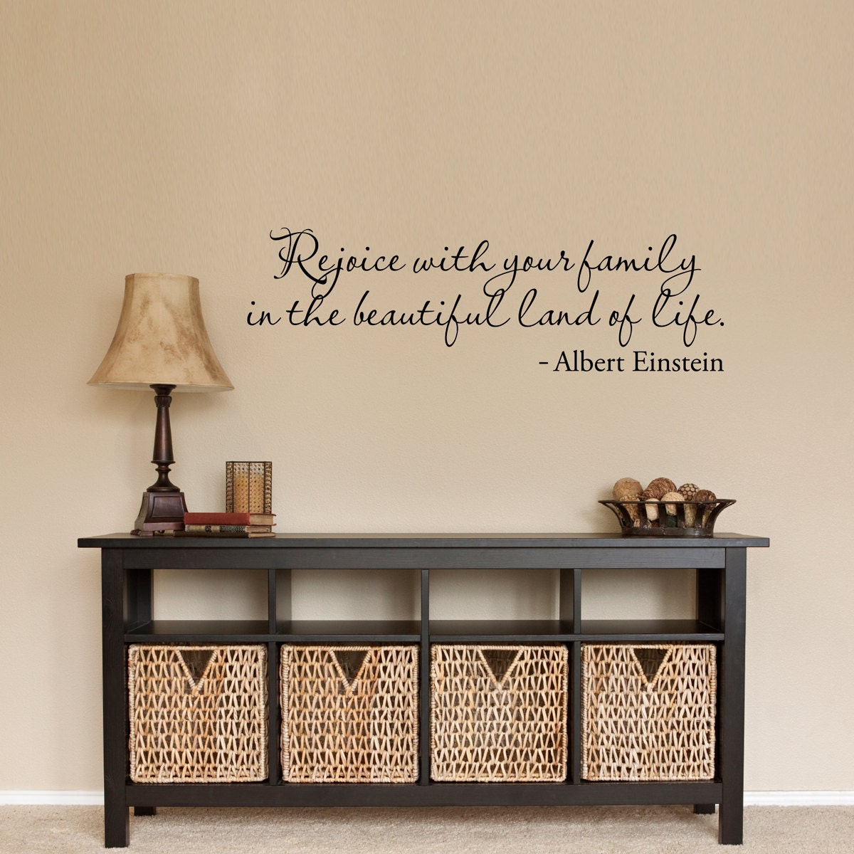 Rejoice Wall Decal - Albert Einstein Quote - Rejoice with your family in the beautiful land of life - Medium