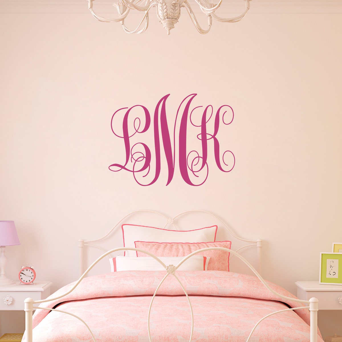 Monogram Wall Decal - Initial Decal - Custom Monogram Wall Art - Medium