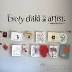 Every Child is an Artist Decal - Children Artwork Display Decal - Picasso Quote Wall Sticker